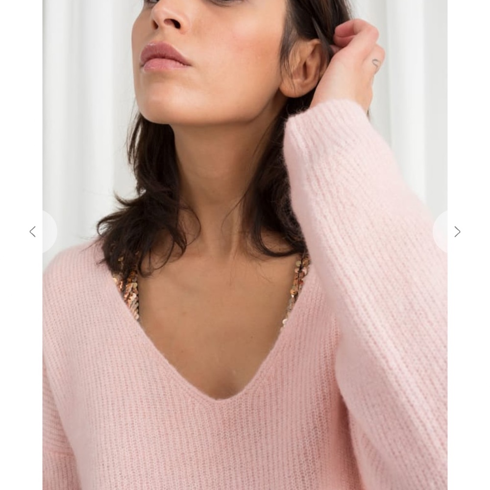 & Other Stories | Paris Atelier | Mohair Wool V-neck Pink Sweater NWOT